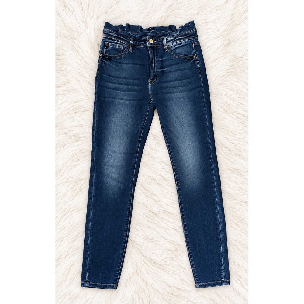 Kancan Maurices High Rise Skinny Jeans Size 30 Dark Wash Stretch Ruffle Waist